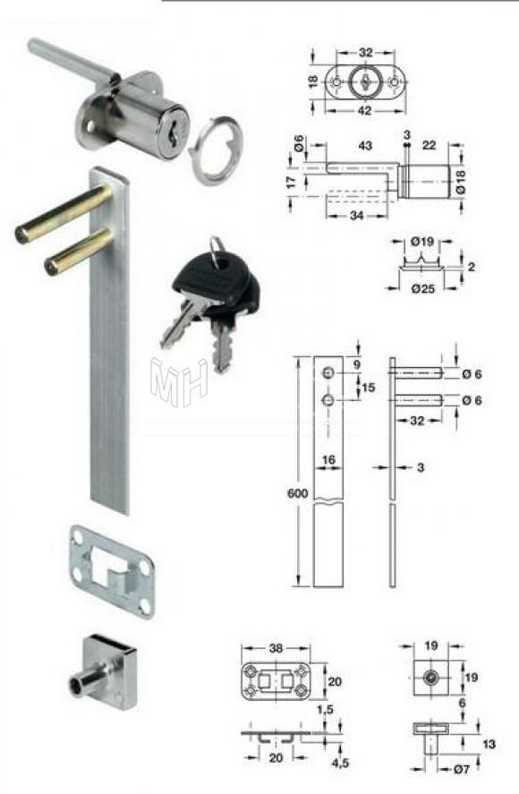 CERRADURA HAFELE DE VARILLA PARA APERTURA FRONTAL Marca 