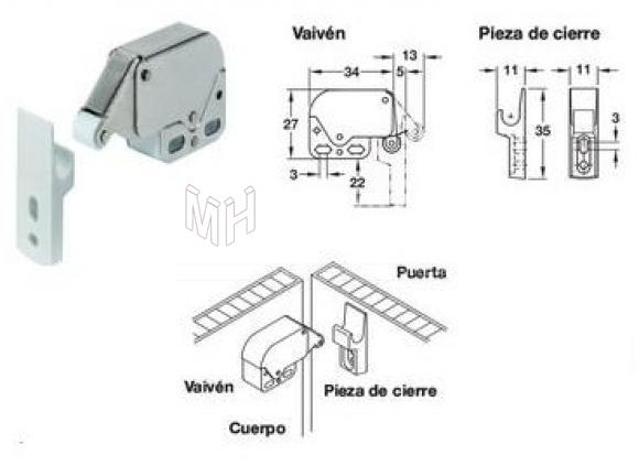 CIERRE AUTOMATICO DE RESORTE MINI LATCH Marca 