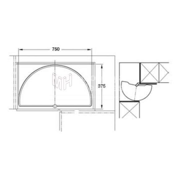 ESQUINERO GIRATORIO MEDIO CIRCULO HAFELE Marca 