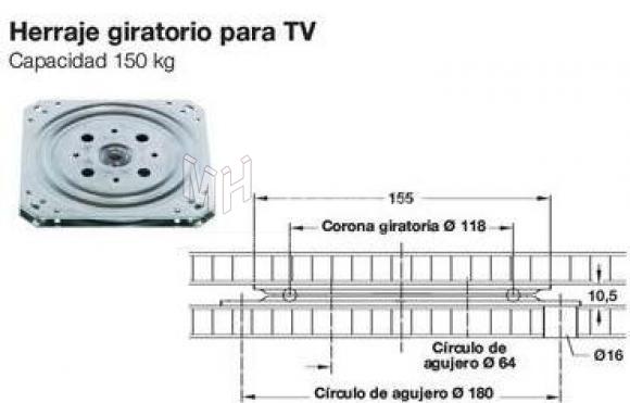 HERRAJE GIRATORIO PARA TV HAFELE Marca 