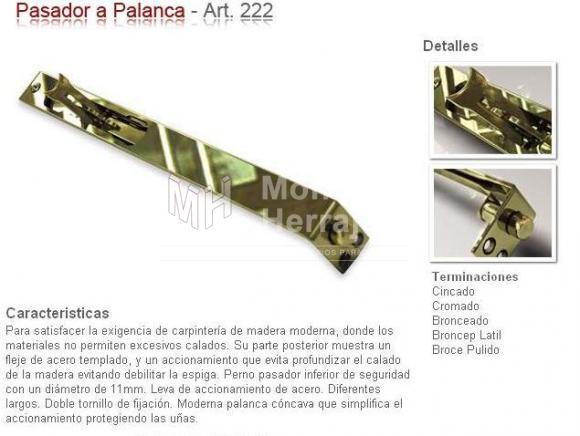 PASADOR A PALANCA DE EMBUTIR ART 222 Marca 