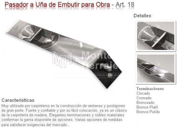 PASADOR A UÑA DE EMBUTIR ART 18 Marca 