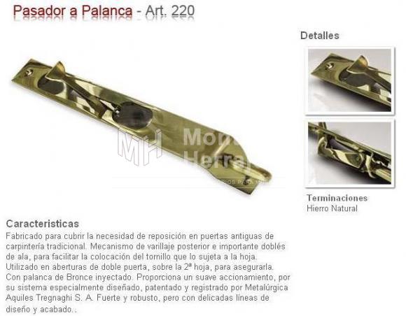 PASADOR A PALANCA DE EMBUTIR ART 220 Marca 